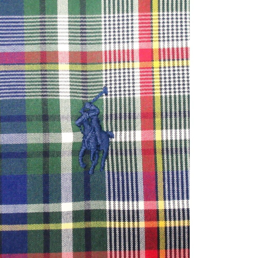 POLO RALPH LAUREN 100% COTTON REGULAR FIT GREENF PLAID SHIRT LARGE, L